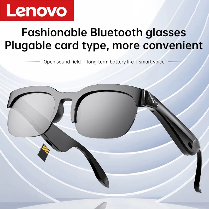 

Lenovo 2-in-1 Smart Bluetooth Audio Glasses With AI Translation Touch Control Lightweight Open Ear Sunglasses for Driving Sports