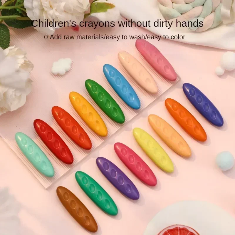 12/24/36 Colors Washable Not Dirty Hands Toddler Crayons Hole Crayons for Kids Non-Toxic Baby Crayons Coloring Art Supplies