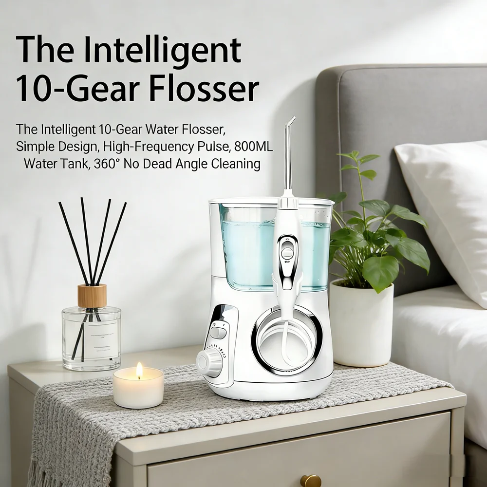 

Электрический ирригатор для чистки зубов с 10 режимами, 800 мл, 5 насадок, домашний водный флоссер для свежего дыхания
