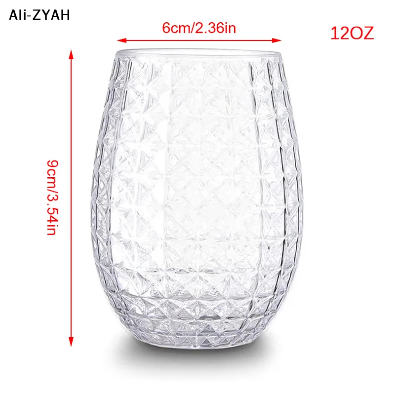 【YY】1 Stück 2025 Neu 12OZ PET Weingläser Cocktail Saft Trinkbecher aus Kunststoff Unzerbrechlich Wiederverwendbar für Outdoor Pool Party Picknicks