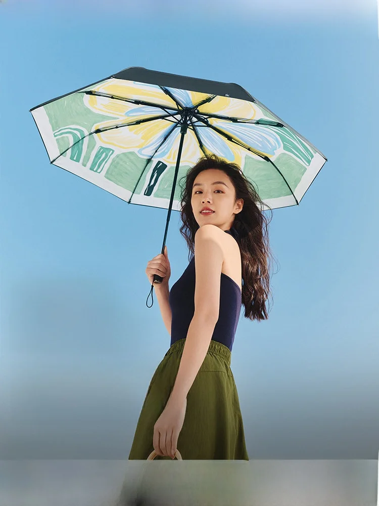 

Banana Leaf Large Flower Double Layer Sun Protection Umbrella BM398 Black Glue Large Area Sunshade Umbrella Women's UV Protec...