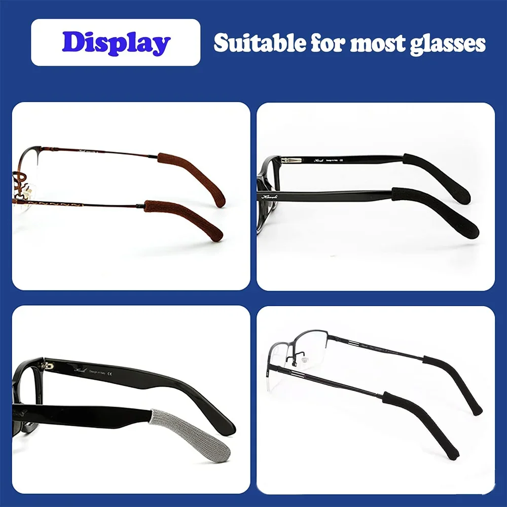 1Pair Anti-Slip Eyeglass End Temple Tips Soft Cotton Fabric Frame Leg Glasses Retainer Cushion Ear Sock Sleeve Comfort Eyewear