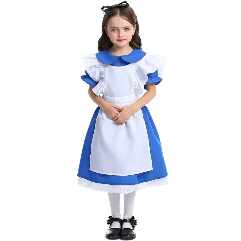 

Halloween Costume For Kids Party Lolita Maid Dress Children Girl Blue Alice In Wonderland Cosplay Fancy Carnival Costumes Girls