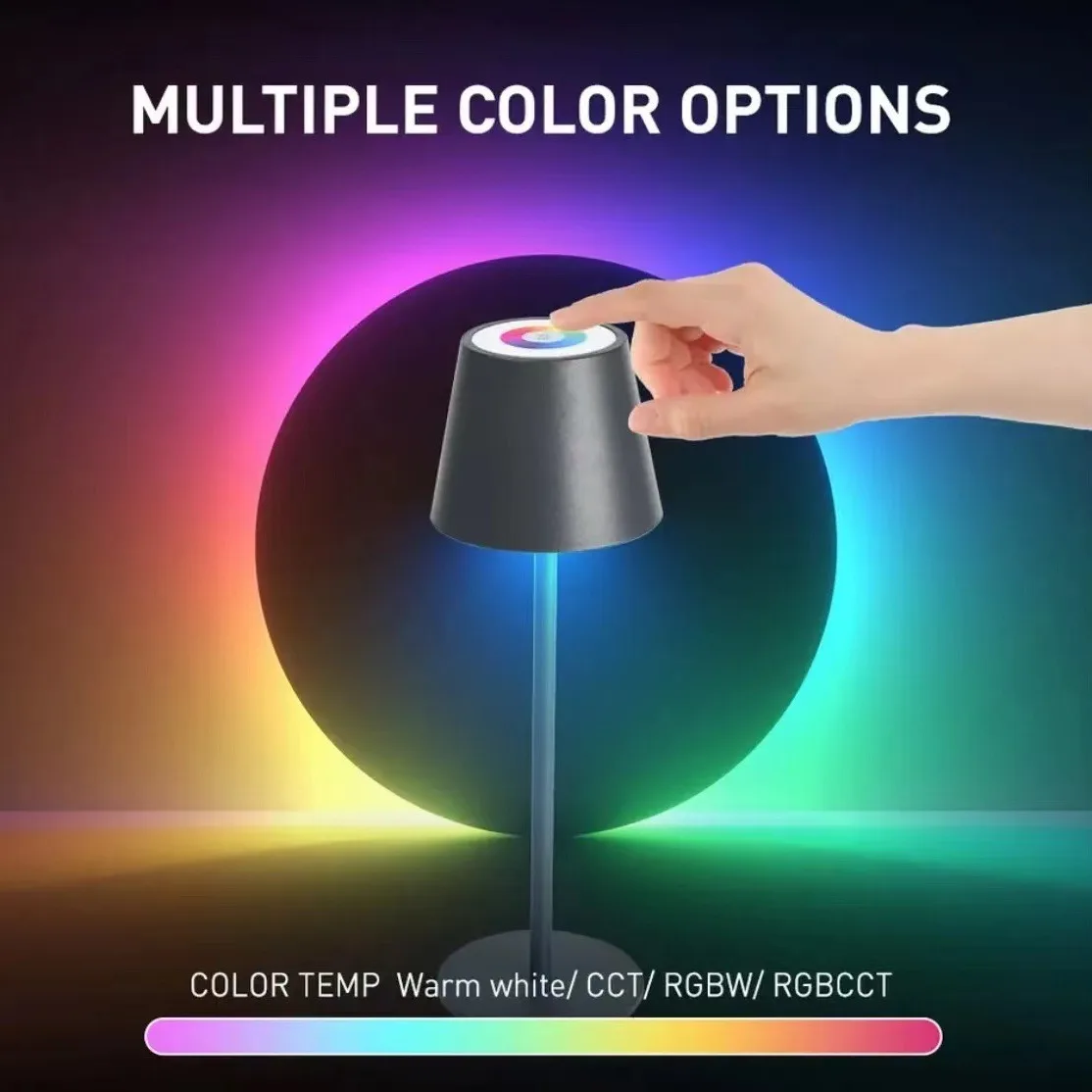 RGB Cordless Table Lamp Rechargeable LED Desk Lamp Lamps Touch Control Portable Wireless Desk Lamp for Bedroom Decor
