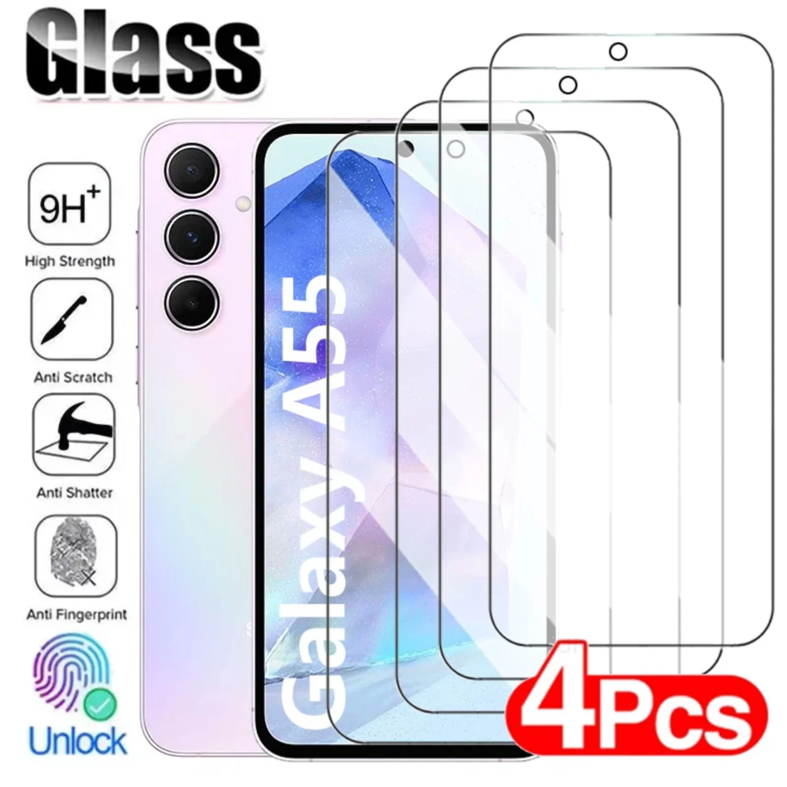 2/4Pcs Tempered Glass For Samsung Galaxy A55 A35 5G HD Screen Protector