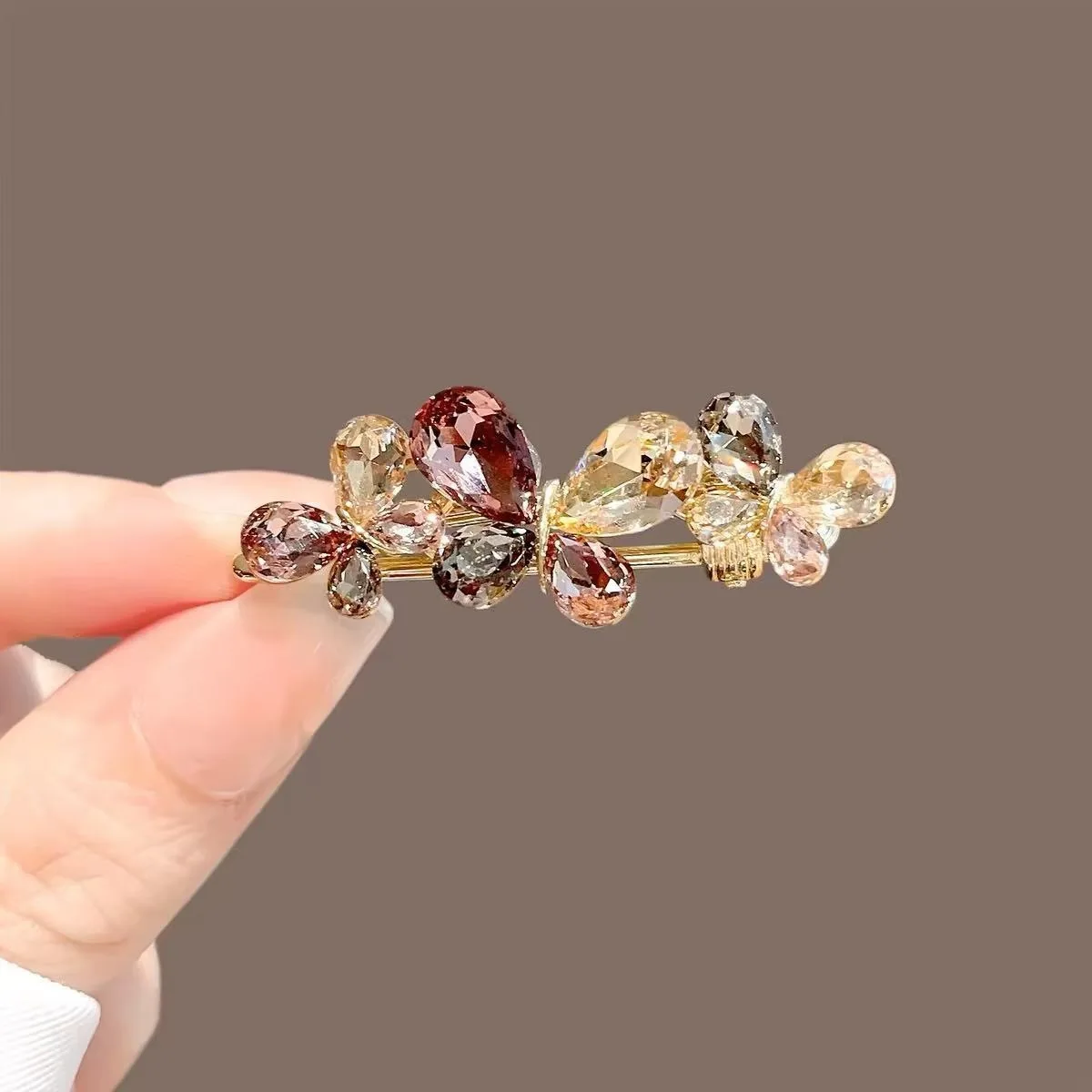 Fee Bunte Strass Schmetterling Haar Clip Exquisite Haarnadel frauen Pony Seite Clip Entenschnabel Clip Koreanische Haar Zubehör
