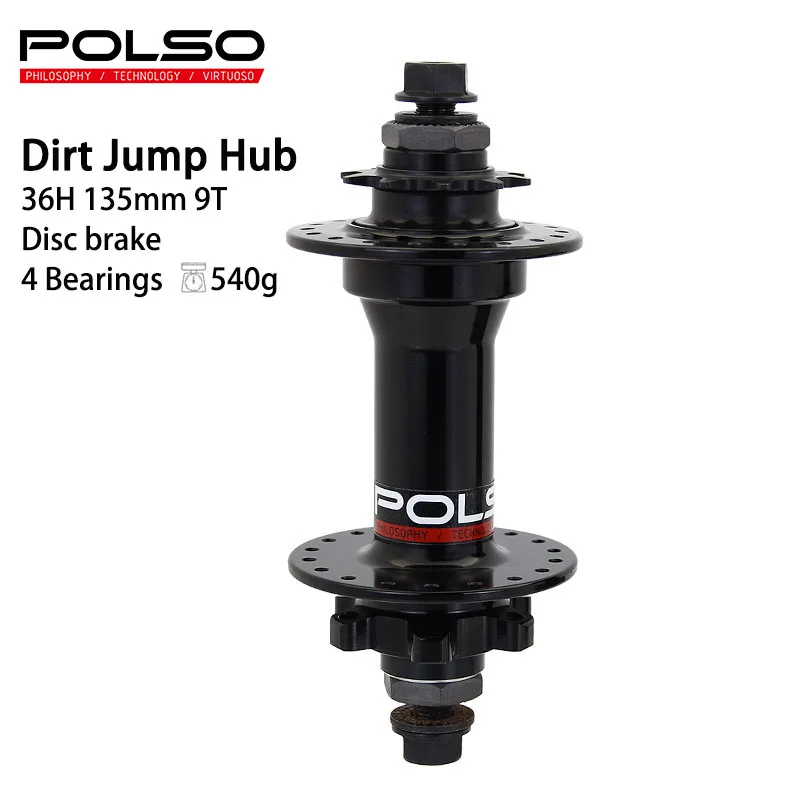 POLSO BMX Dirt Jump Hub Disc Brake and 9T 135mm BMX Hubs 36 Holes Bike Parts Aluminum Alloy