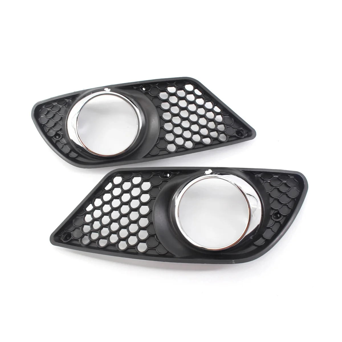 Car Front Left Bumper Fog Light Grille Fog Lamp Grill Cover with Chrome Frame for C-Class W204