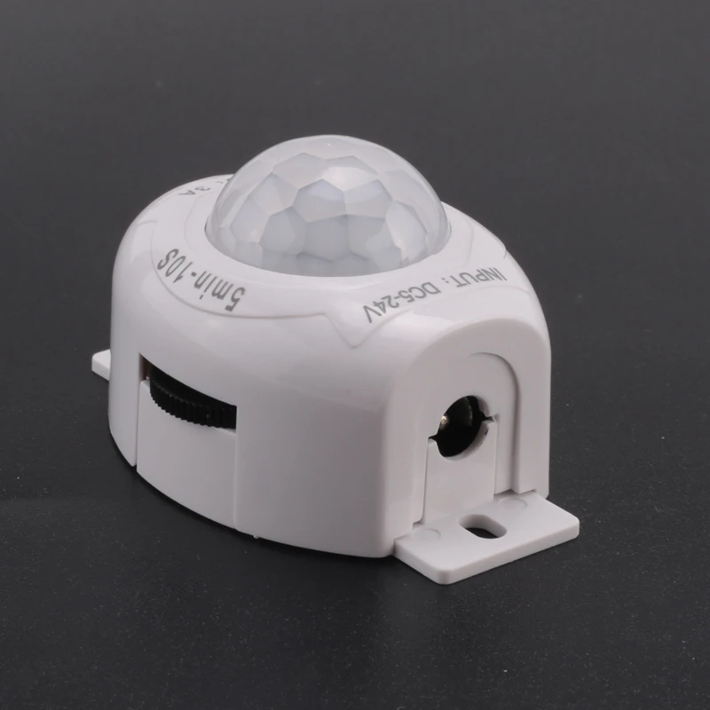 PIR Infrared Motion Sensor Detector DC5-24V Auto On Off Timer Switch Home LED Light Body PIR Motion Sensor Lamp(White)