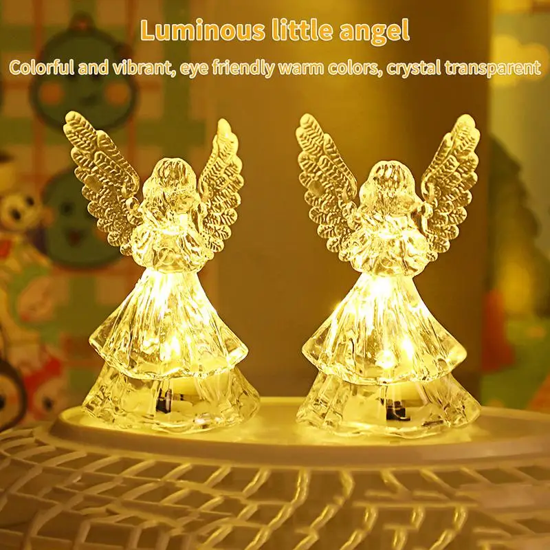 Nordic Style LED Light Angel Light Figurines Colorful Desk Light Bedroom Bedside Living Room Decoration Minimalist Angel Lamp