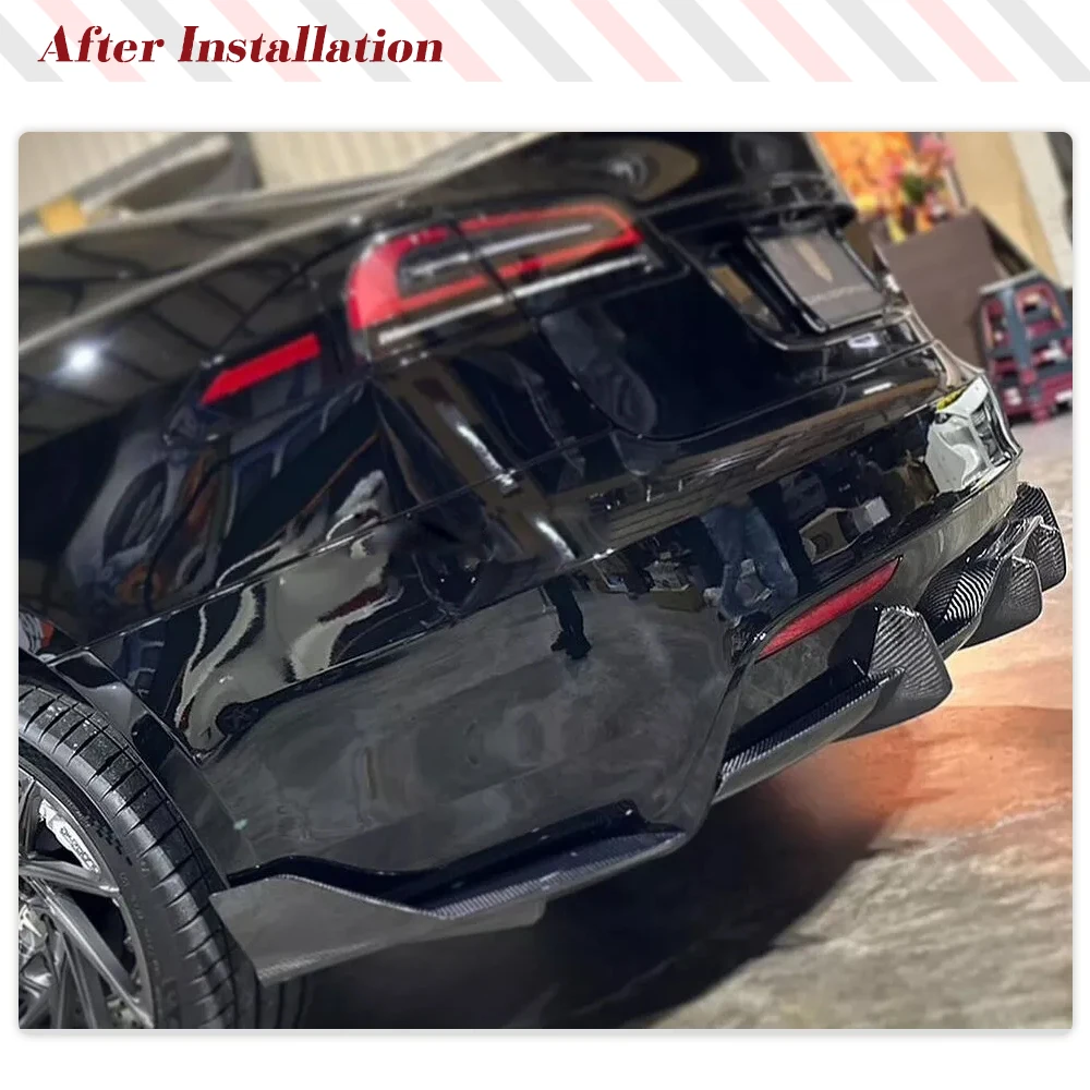 For Tesla Model S Plaid 2021-2023 Carbon Fiber Rear Bumper Exhaust Diffuser Splitters Spoiler Rear Canard Diffuser Lip Body Kits