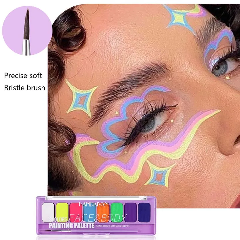 طلاء الوجه الفلورسنت هالوين اللوحة ماكياج الوجه الجسم الأشعة فوق البنفسجية اللوحة التجفيف السريع الملونة الكرتون الأطفال لوحة الرسم