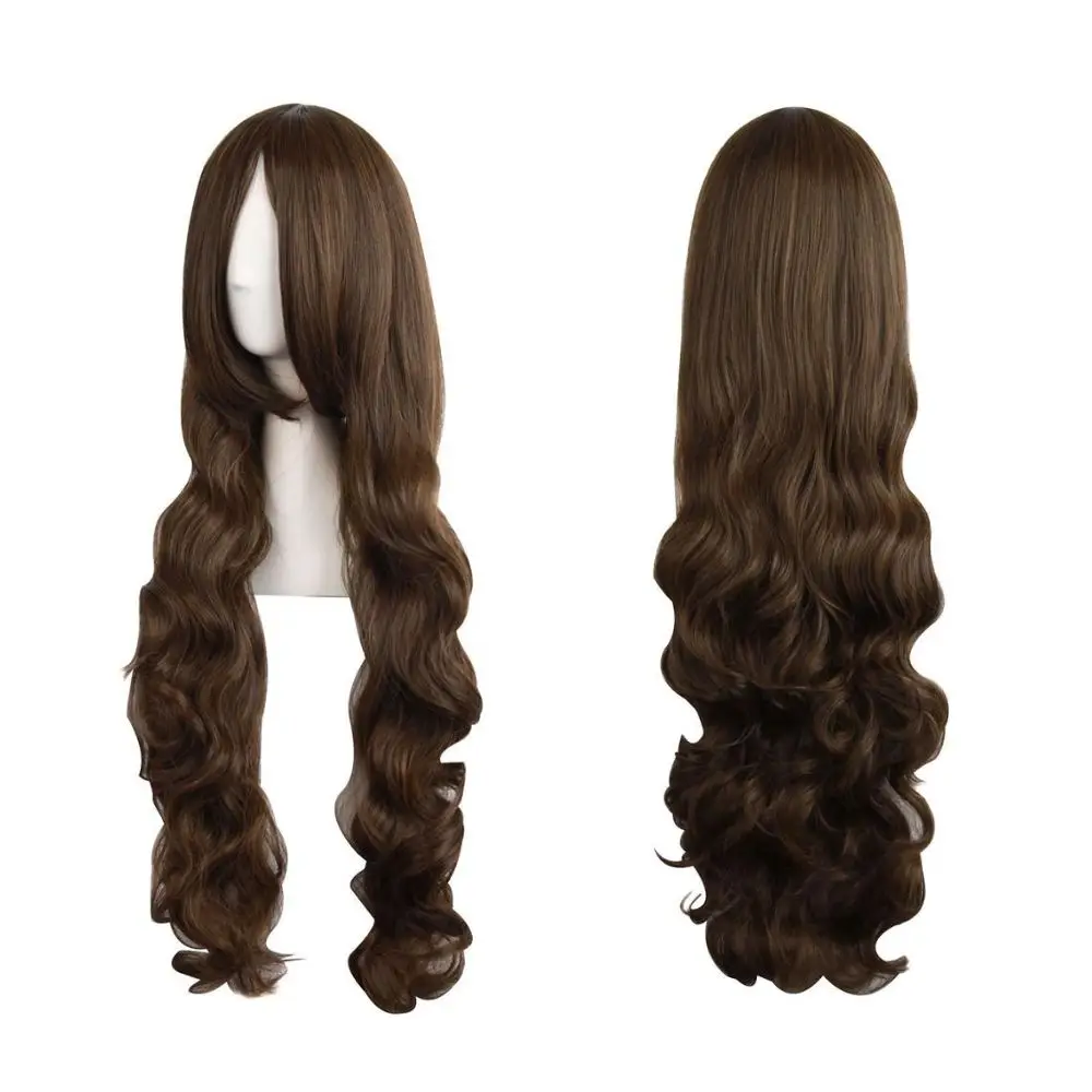 

Пышные кудрявые парики из синтетических волос, 80 см, шоколадно-коричневые, с крупными волнистыми локонами, в стиле Lace Temperament, бесшовные, для повседневного использования и косплея