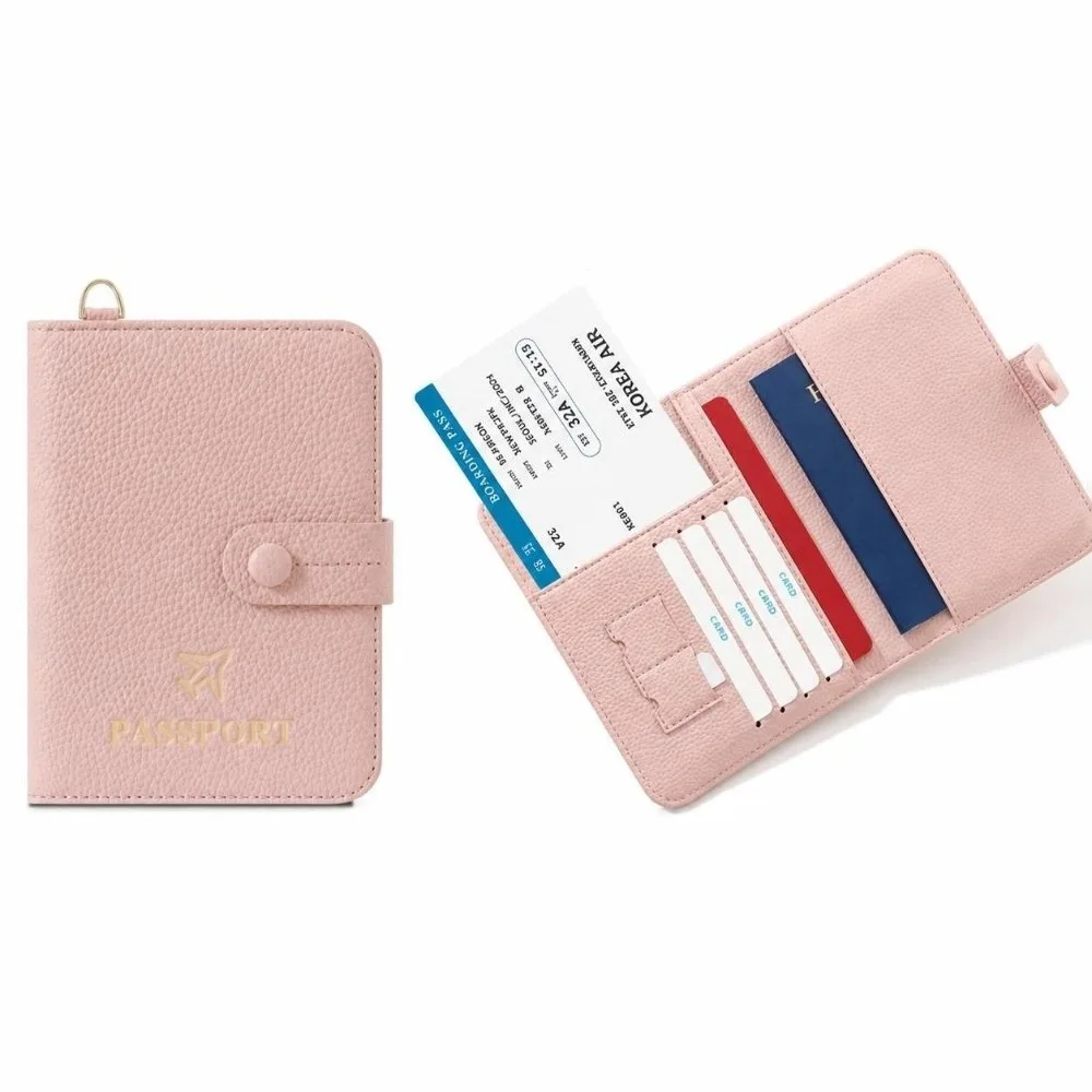 RFID Blocking Passport Cover Case PU Leather Card Holder Travel Passport Holder Hanging Neck Passport Protection Book view 5