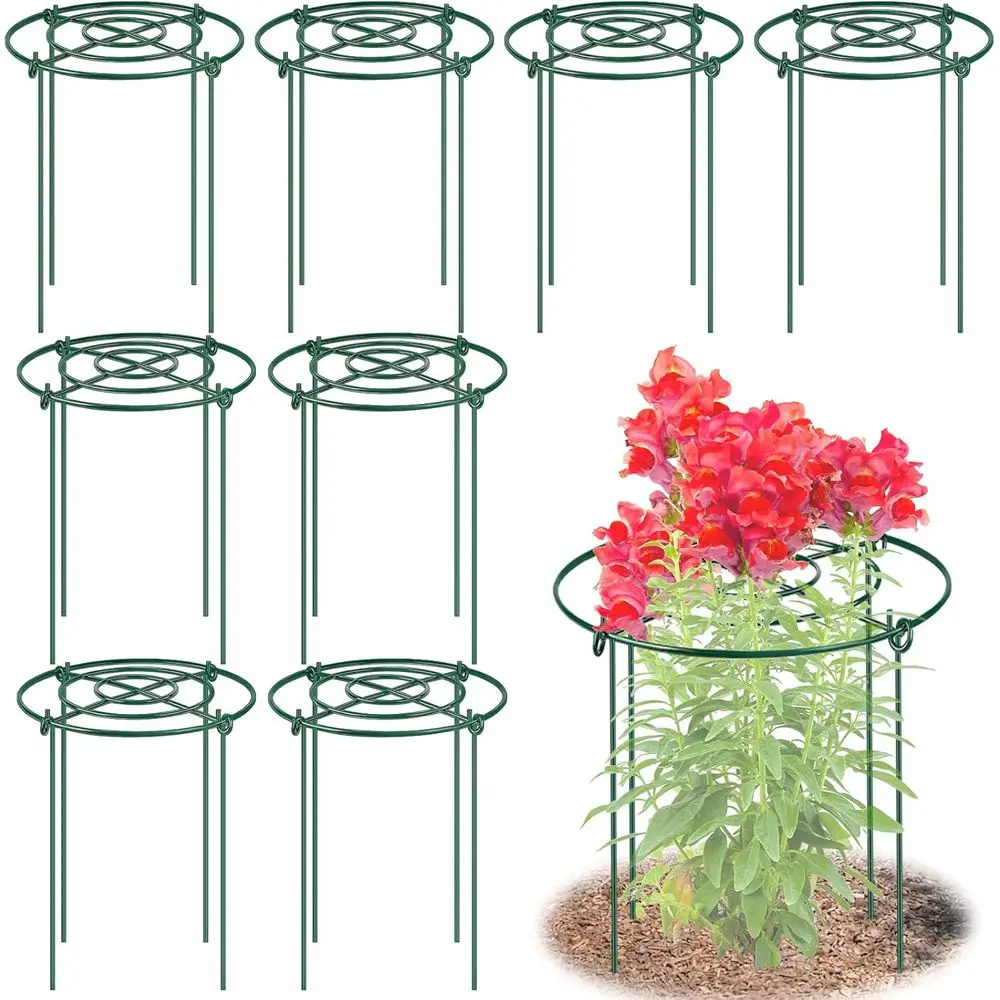 

8 Pack Peony Cages and Supports, 11.5" Dx16 H Plant Supports or Outdoor Plants, Heavy Duty Metal Peony Support Cage lower Suppor