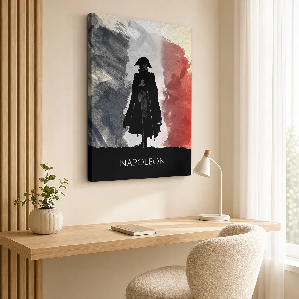 Napoleon Bonaparte History Silhouette Canvas Print With Wooden Frame Personalized Photo Classic Design Wall Art For Study Room