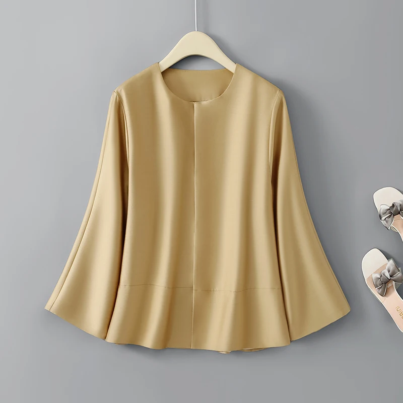 

49% тутового шелка, 51% шерсть, круглый вырез, внутренние пуговицы, женское пальто, куртка, топ, осень-весна, M, L FF083