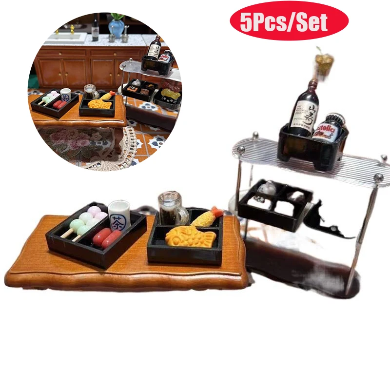 5 unids/set casa de muñecas cocina japonesa comida miniaturas modelo accesorios de cocina niños juguetes para juego de imitación ornamento modelo conjunto regalos