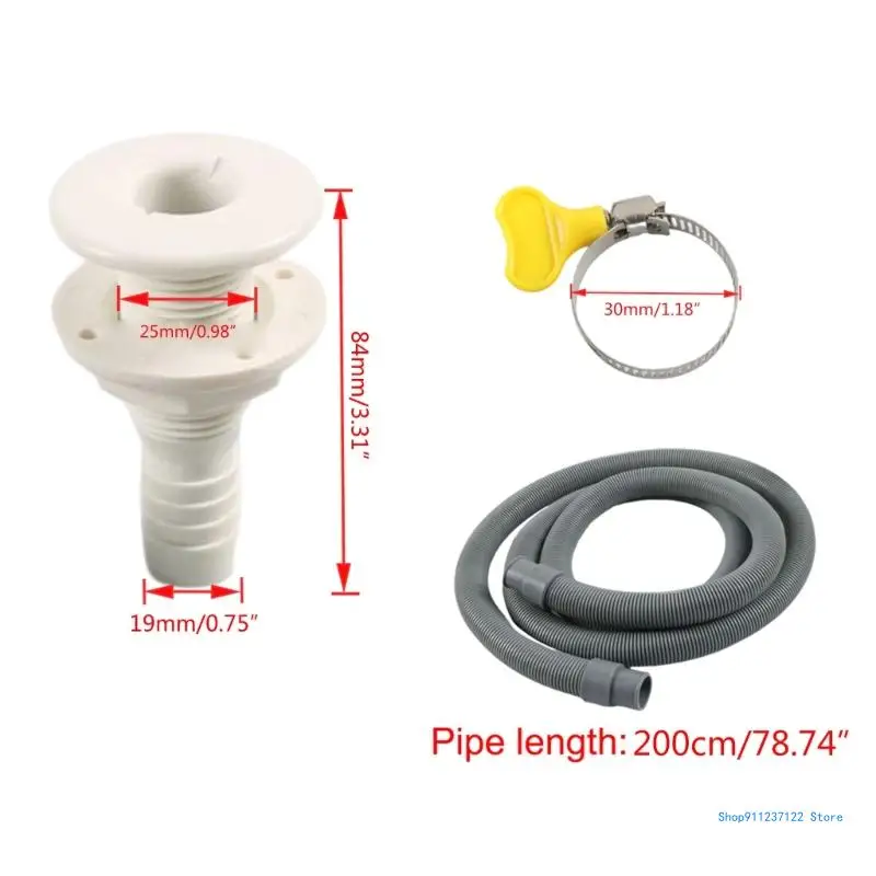 해양 빌지 펌프 호스 3/4인치 배관 키트 6FT 해양 빌지 펌프 호스 설치 키트 관통형 및 금속 클램프