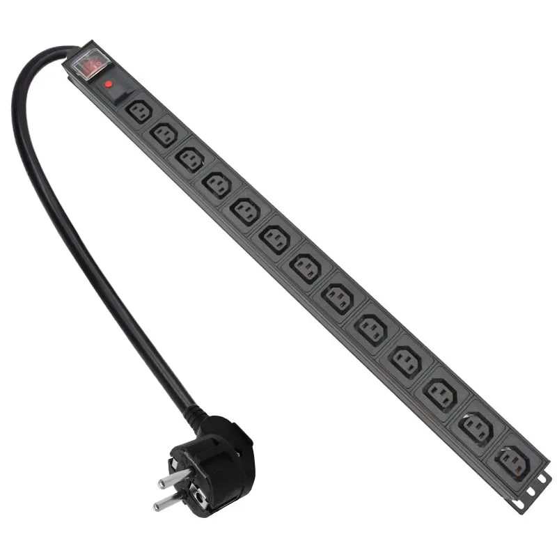 

Network Rack PDU aluminium alloy Power Strip socket 13 Ways C13 output With overload protection 2m extension cable 16A 3500W