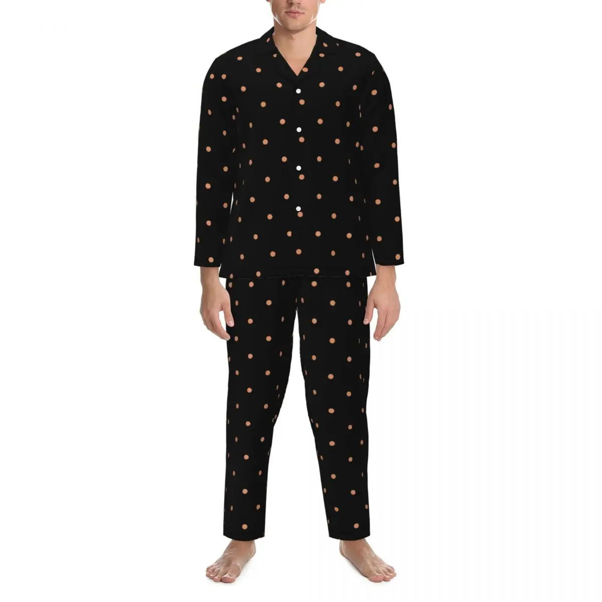 Gold Dot Pajamas Set Spring Vintage Polka Dots Trendy Night Sleepwear Unisex Two Piece Casual Oversized Pattern Home Suit Gift