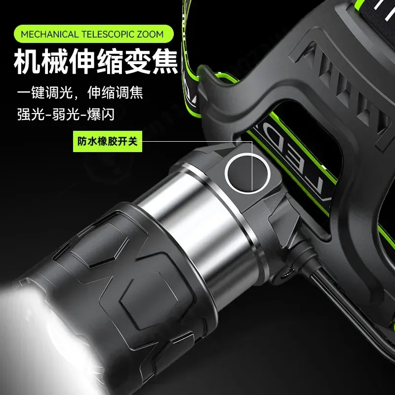 30W White Laser Headlamp USB Rechargeable Super Bright Head Mounted Light for Outdoor Night Fishing Adventure Strong Beam