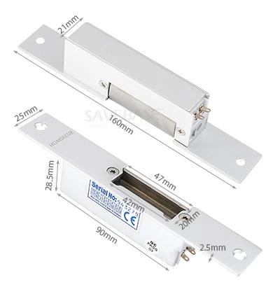 HOMSECUR  Fail-Secure DC12V 500KG Holding Force Electric Strike Lock For Wood/PVC/Metal Door