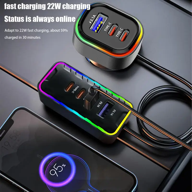 Car Adapter With USB Ports Plug And Play Car Phone Charger Adapter Multipurpose Heatproof Car Charger For IPhone SamsunggHuaweii