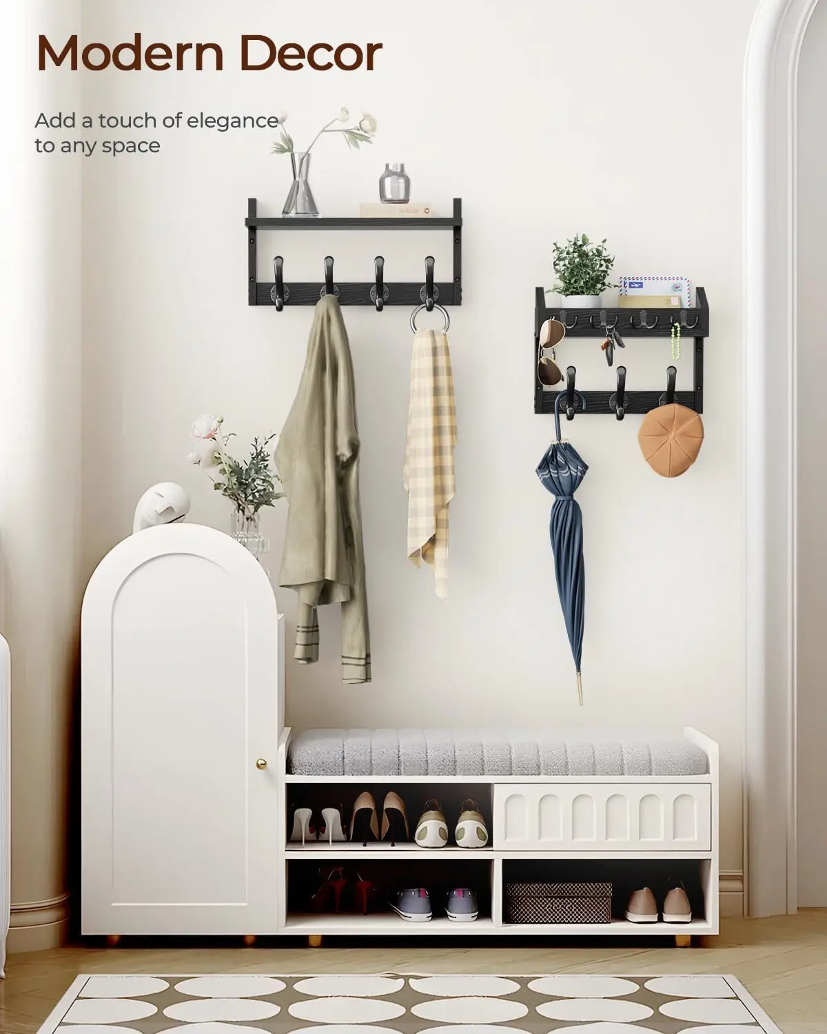 

Tatub 29"" Coat Rack Wall Mount With Shelf, 4 In 1 Entryway Key Holder With 7 Coat Hooks 4 Key Hangers Mail Organizer, Wood