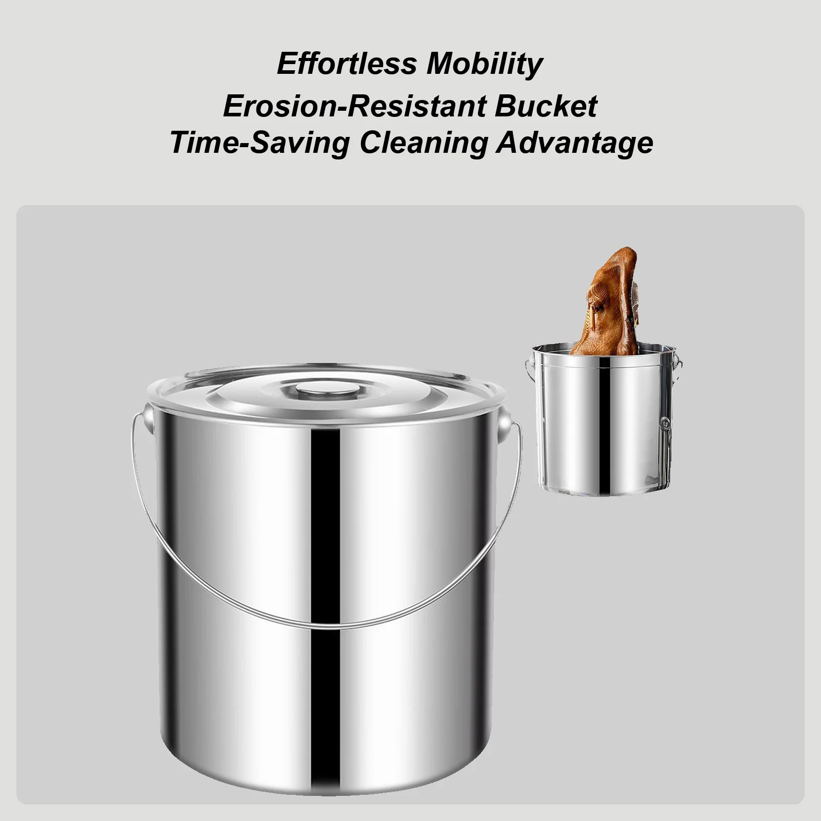 

Stainless Steel Stockpot with Lid Rice Storage Bucket Heavy Duty Milk Bucket Deep Pot with Lid Cooking Kitchen Saucepans