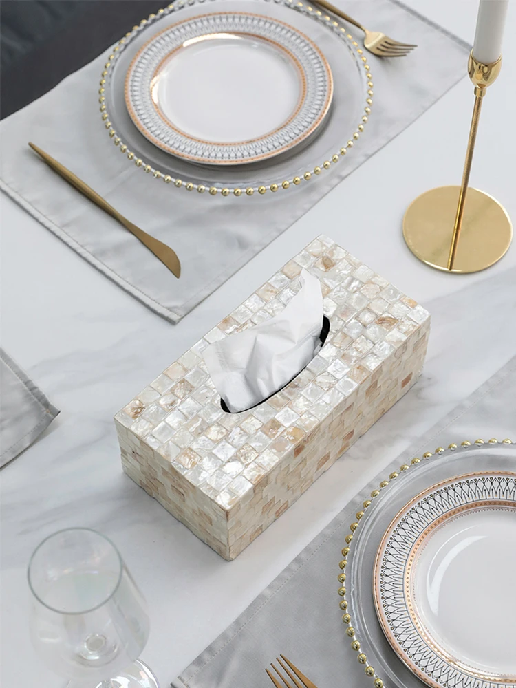 Colorful Shell Decor Tissue Box Creative Ins Style Luxury Home Paper Holder Living Room Storage