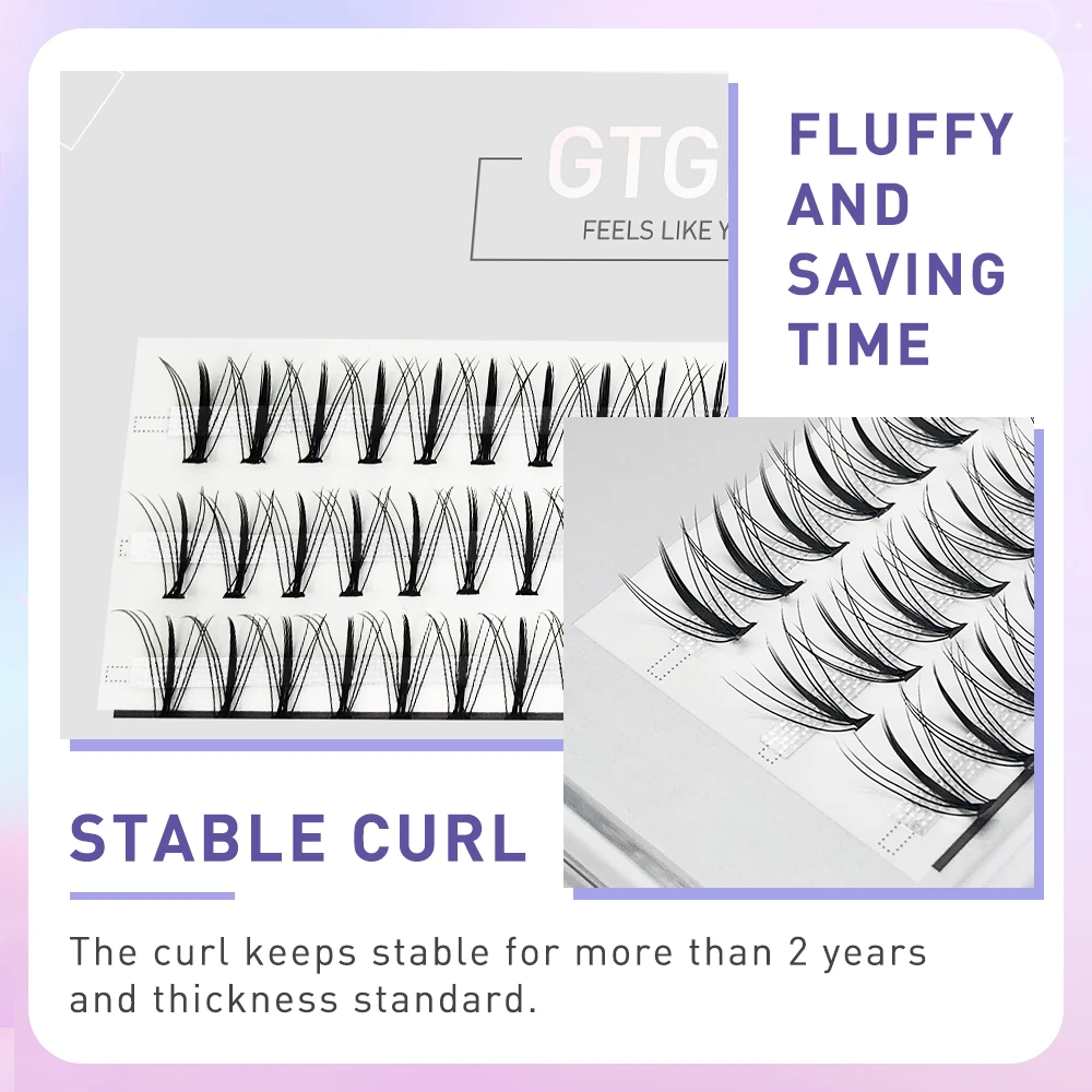 60 Büschel Sandwich-Wimpern, gepfropfte Wimpern, künstlicher Effekt, Wimpernverlängerung, Comic-Wimpern, Werkzeug für falsche Wimpern