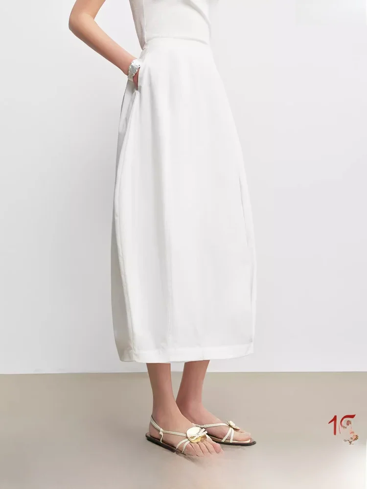 

Chic mid Waist Bouffant Skirt Midi Length Women's New Spring Ci Commute Polyester Fiber O pe Silhouette 26ZQ905