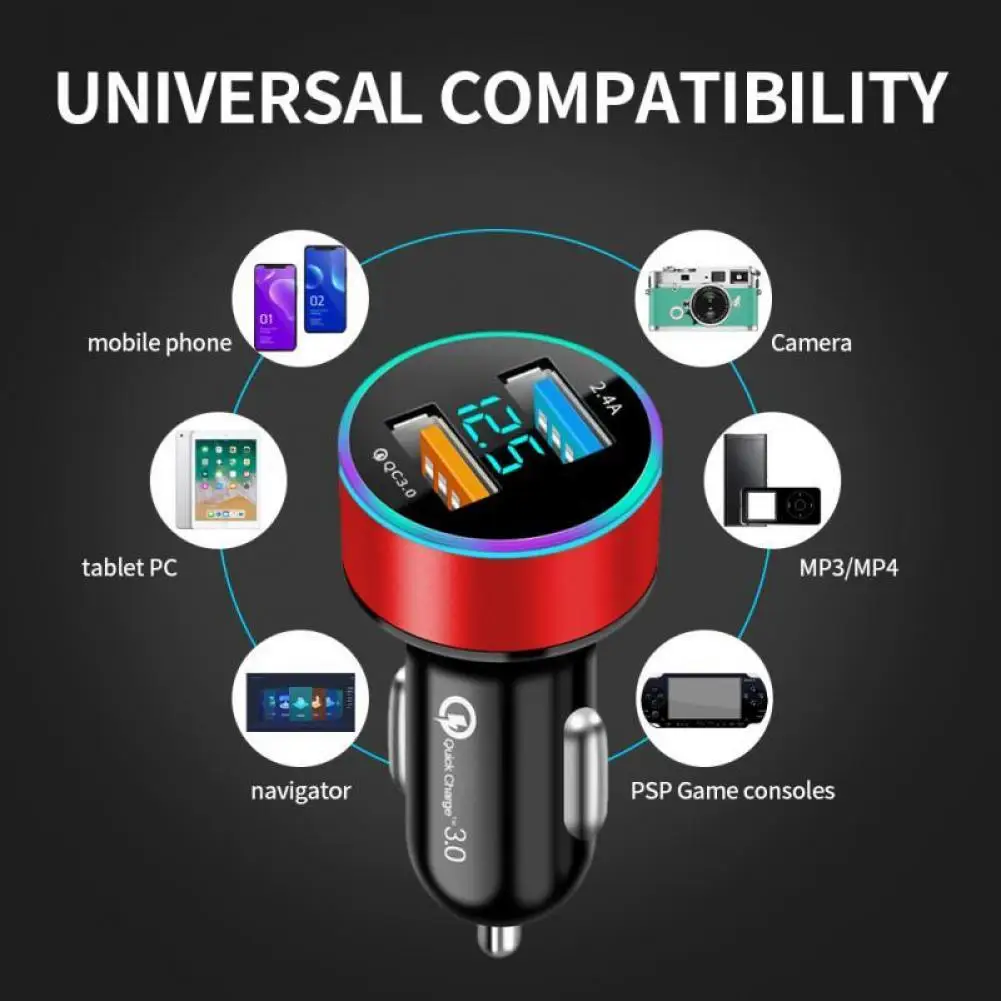 2 4A QC3 0 Car Chargers 2 Ports Fast Charging For Samsung 11 8 Plus Universal Dual USB Car charger Adapter In Car