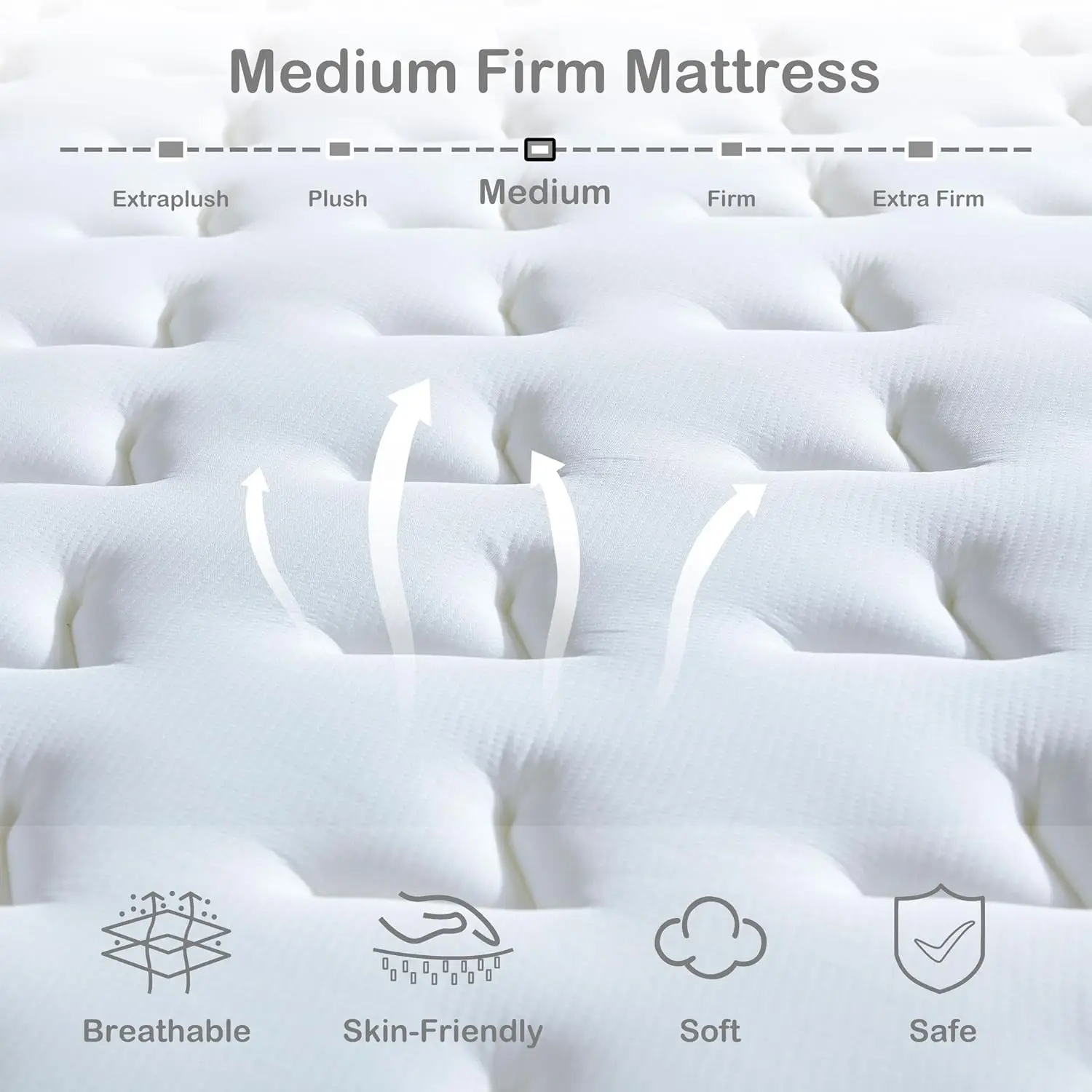 Size Mattress, 12 Inch Hybrid Mattress with Memory Foam and Individual Pocket Springs for Motion Isolation, Pressure Relie