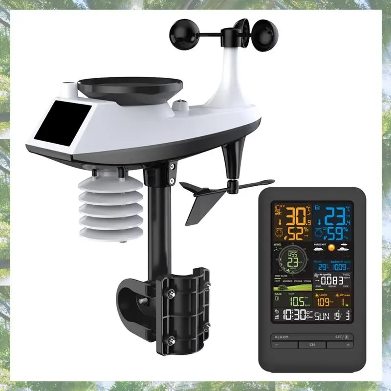 

Премиум-Tuya Метеостанция Сигнализация Wi-Fi Цифровой Направление скорости ветра Указатель света дождя Измеритель качества воздуха, температуры и влажности