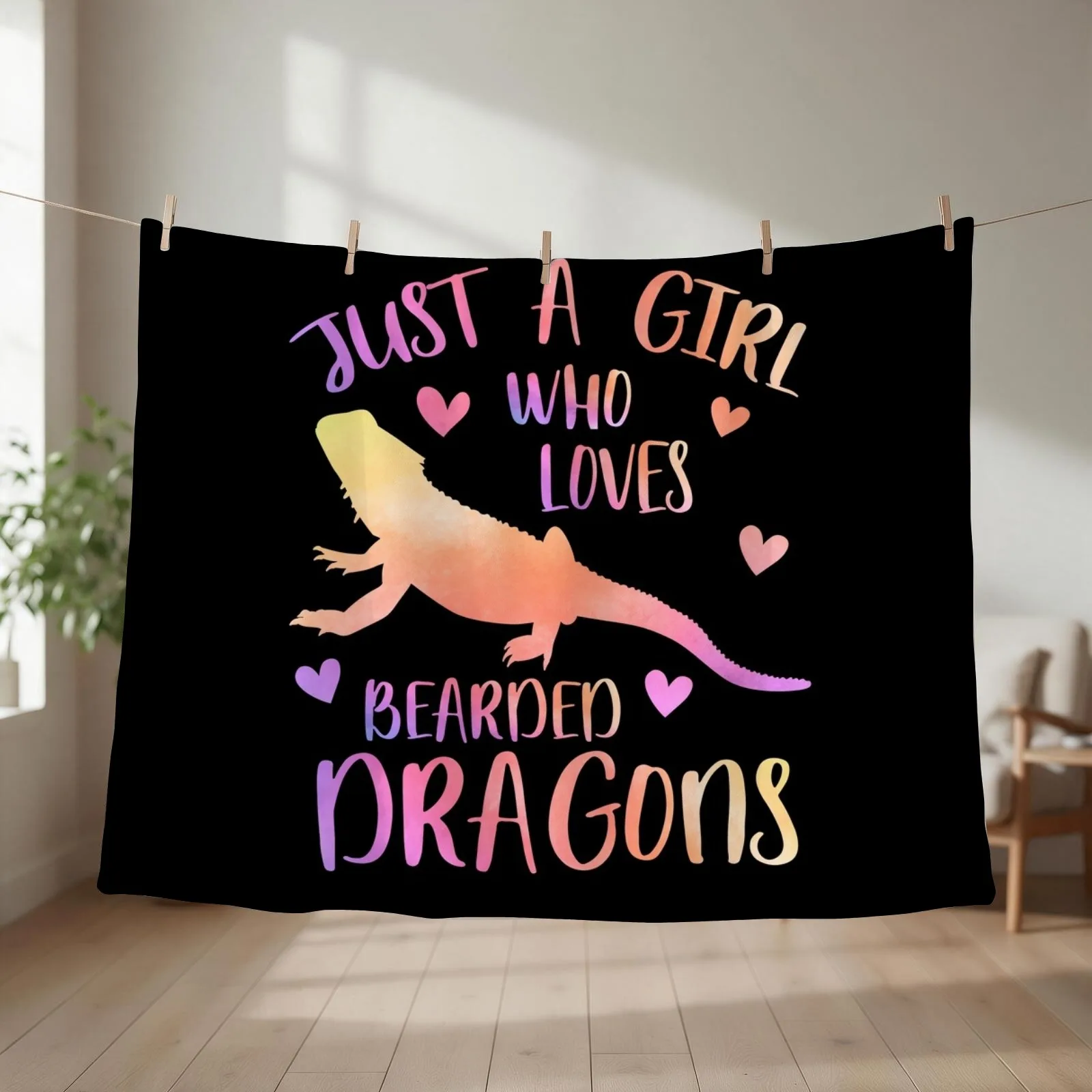 Just a Girl who loves Bearded Dragons Throw Blanket couch cozy soft plush fuzzy picnic outdoor blanket