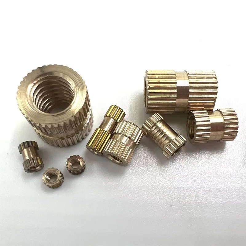 50X M2 M2.5 M3 Solid Brass Pure Copper Metric Thread Injection Molding Knurl Insert Nut Nutsert Round Shape Column OD 3.5 4 5mm
