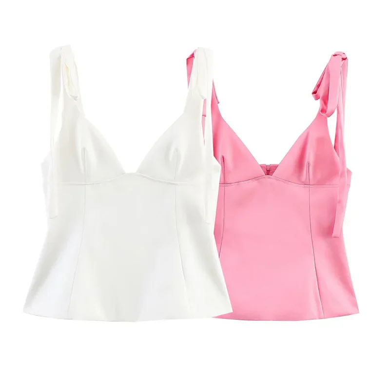 

Summer Tops Women's New Chic Slim V-neck Sling Women's Holiday Tops Street Fashion Young Student Tops
