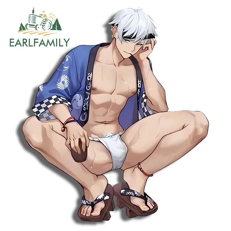 

EARLFAMILY 13cm for Anime Strong Boy Funny Car Sticker Air Conditioner NSFW Funny Decal Refrigerator Racing Cool Decoration