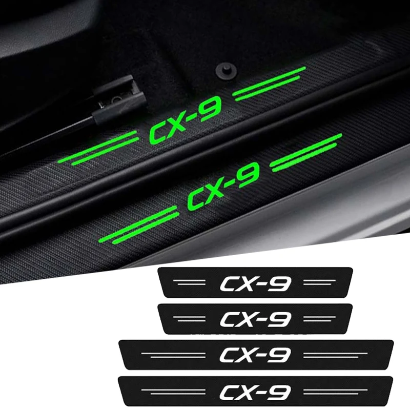 Car Door Edge Guards Sill Protector Luminous Anti Scratch Stickers for Mazda CX9 CX-9 Logo Rear Trunk Bumper Threshold Strips