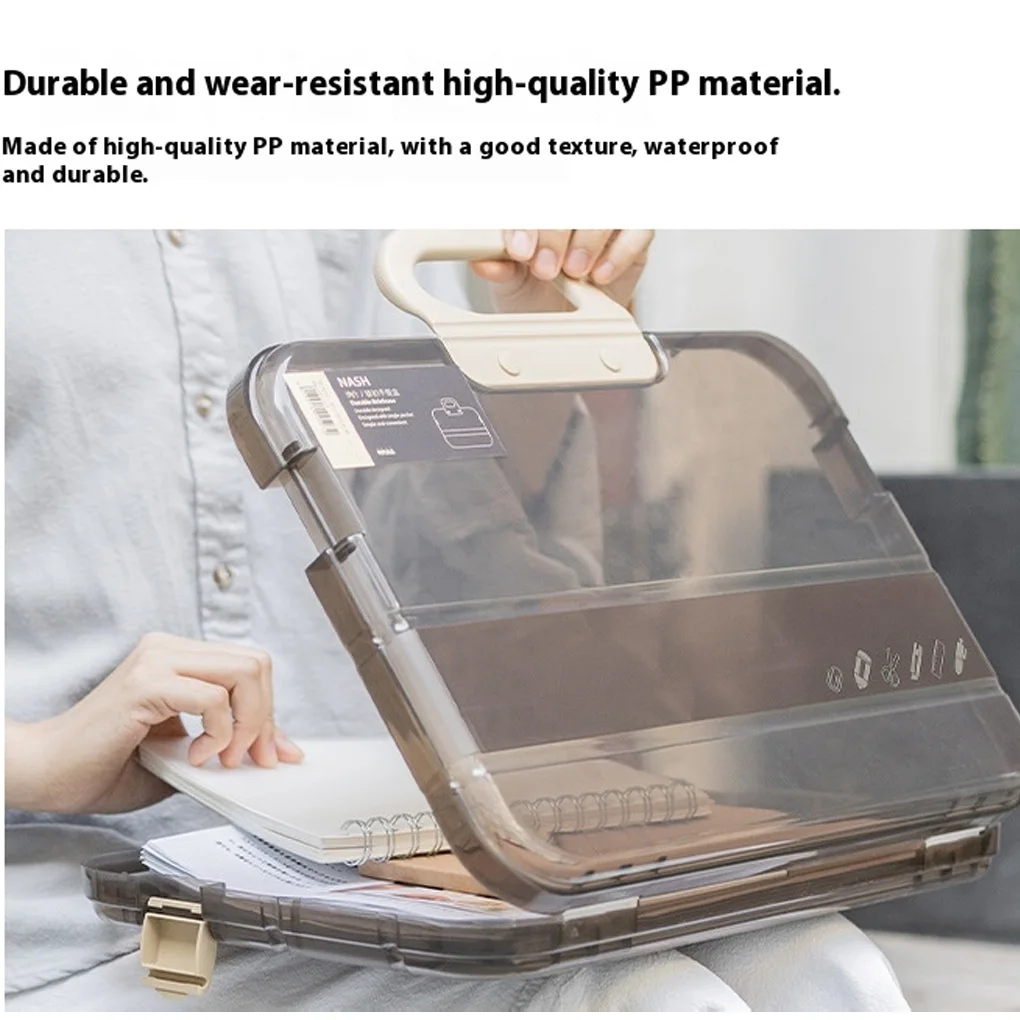 

A4 Folders Document File Box Transparent File Box Plastic File Exam Paper Storage Bag Document Ticket Holder Bag