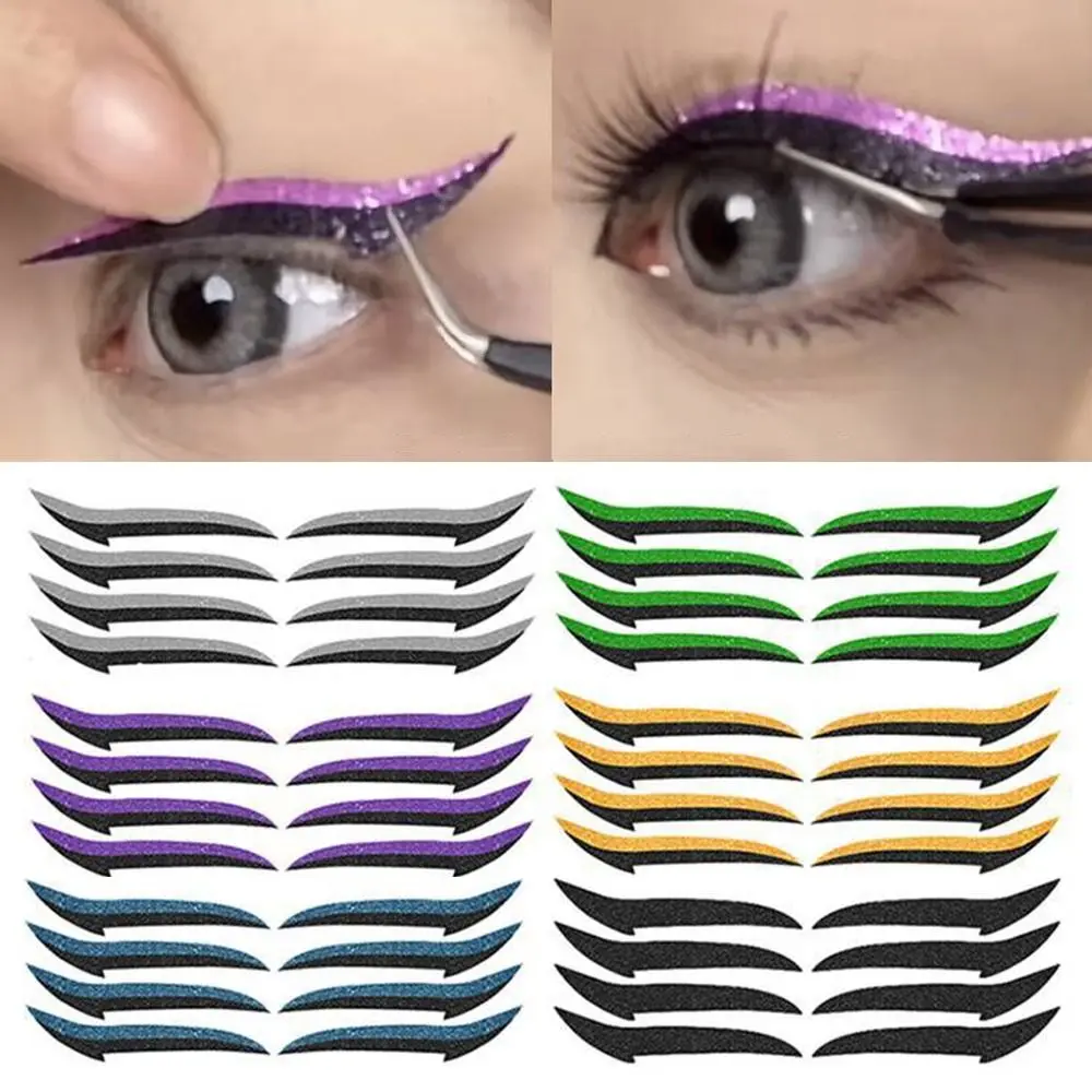 Schaduwstickers Zwarte Streep Cosmetische Dubbele Ooglid Stickers Oogmake-Up Tool Glitter Eyeliner Sticker Dubbele Ooglid Lijn Stickers