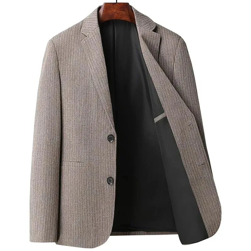 

Мужской пиджак на весну-осень в стиле ретро, однотонный, с отложным воротником, однобортный, с длинным рукавом, повседневная мужская верхняя одежда