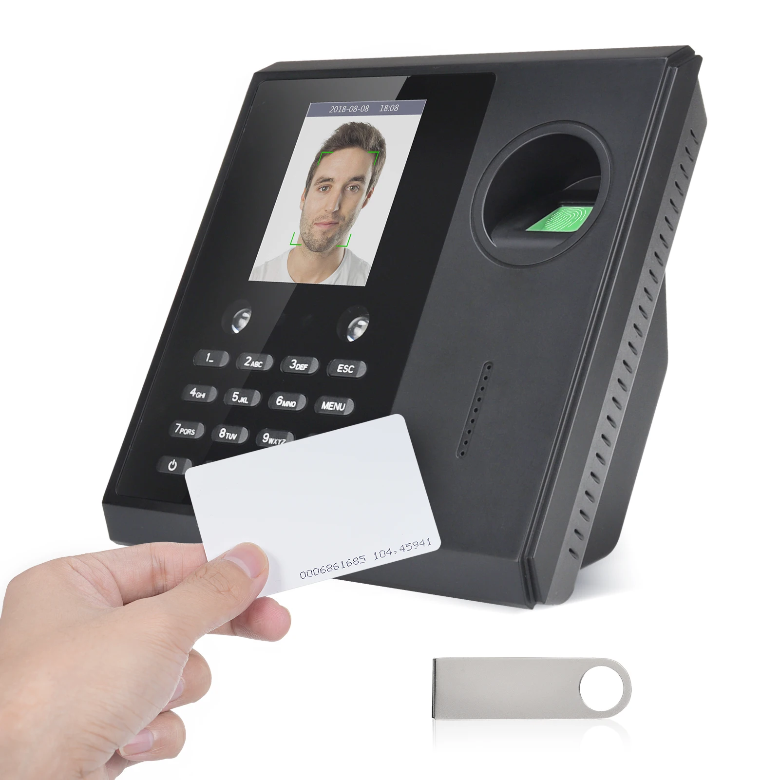 Biometric Time Clock Attendance Machine for Employees Support 3000pcs Fingerprint/1000pcs Password/1000pcs ID Card/500pcs Facial