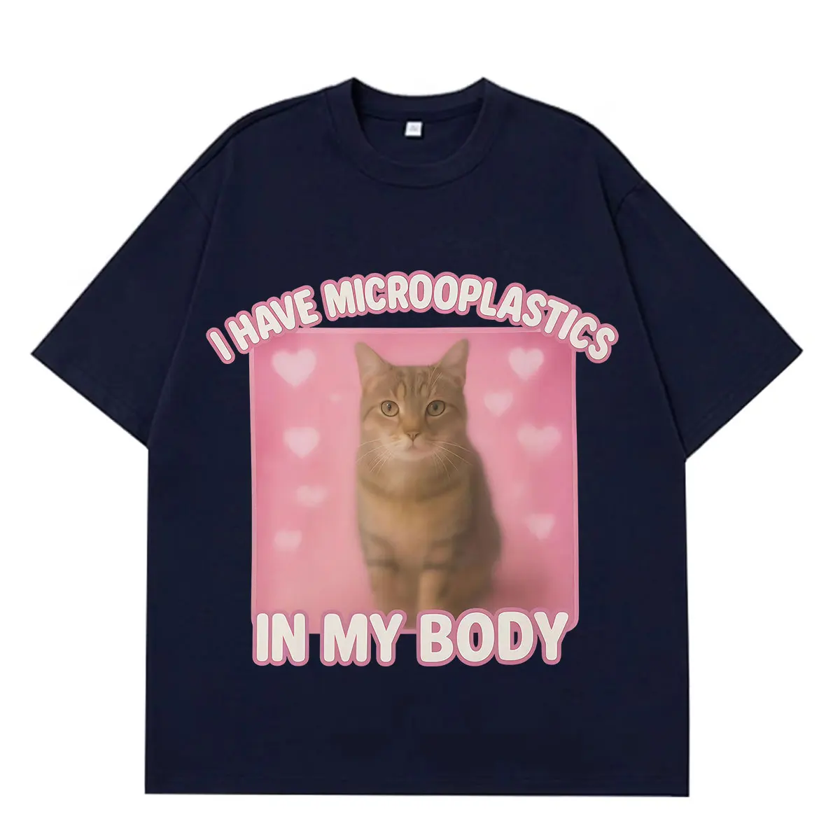 I Have Microplastics in My Body Funny Cat Meme T-shirt Men Women Aesthetic Trend  T-shirts Short-sleeved Casual Cotton T-shirts