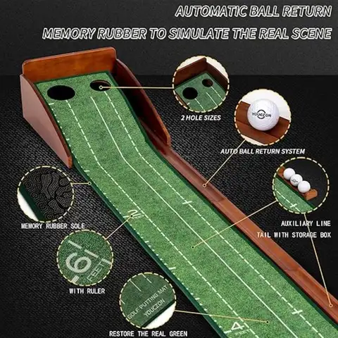 120in Putting Training Foldable Golf Putting Mat With Auto Ball Return Indoor Outdoor Professional Practice Aid For Home Office