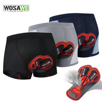 WOSAWE Breathable Cycling Underwear Men's Cycling Shorts 3D Pad Shockproof Bicycle Underpant MTB Road Bike Underwear Man Short