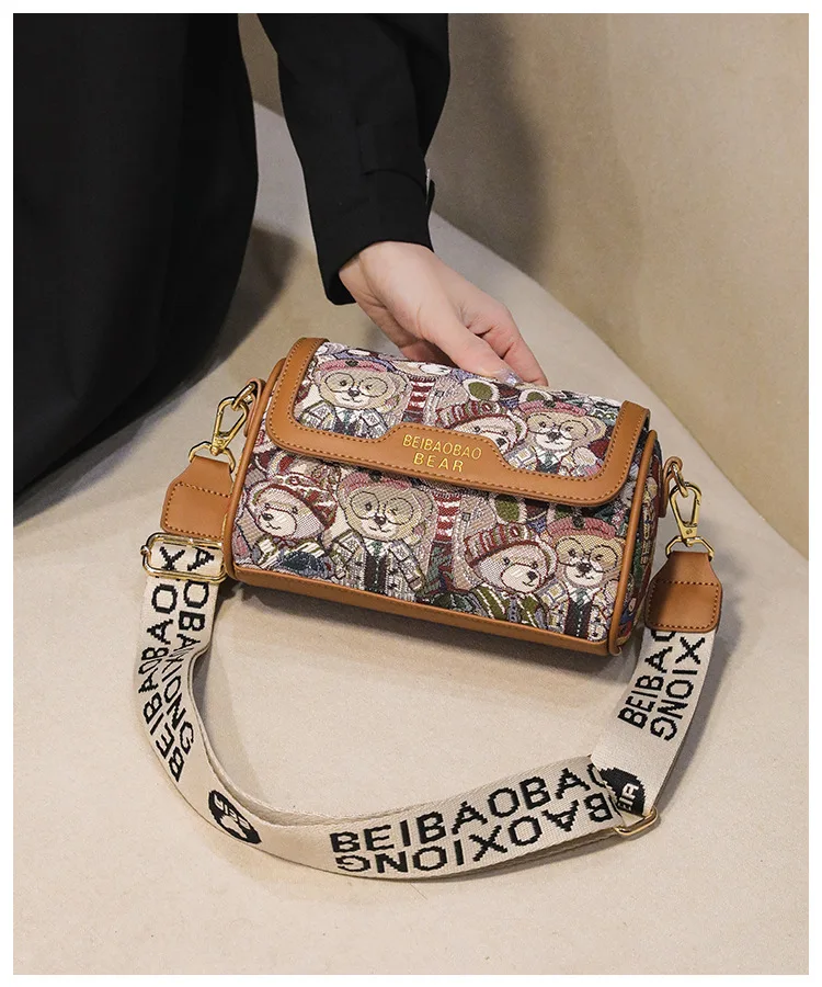 New Trendy Unique Design Cartoon Bear Single Shoulder Bag Chic Crossbody Bag Original Women's Shoulder Bag Purses and Handbags