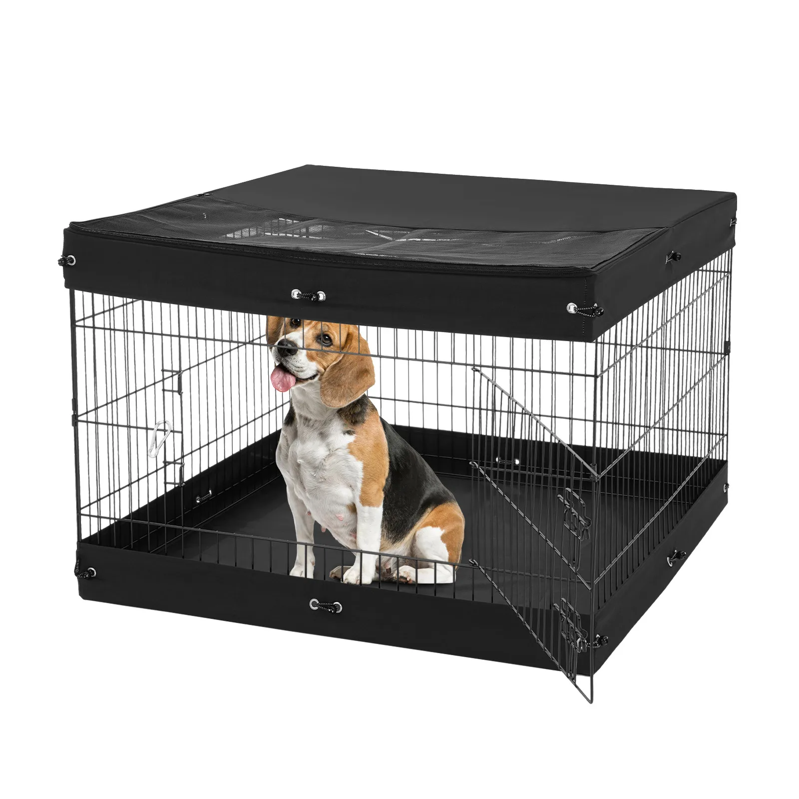 

Foldable Dog Playpen 4 Panel Metal Pet Exercise Pen with Bottom Cover for Indoor Outdoor Use Puppy Play Area Safe Dog